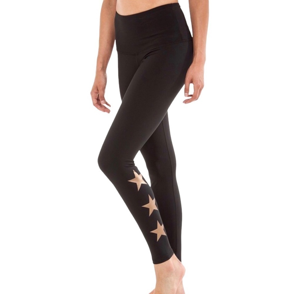 Strut This The Star Legging Metallic Copper One Size Black High Waist Activewear
